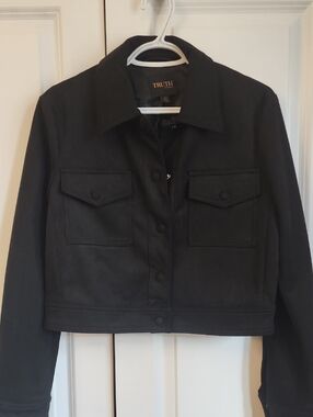 Truth Black Cropped Button-Front Jean Jacket